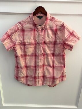 Eddie Bauer Short Sleeve Adventure Shirt • Pink Plaid • XL • LNC